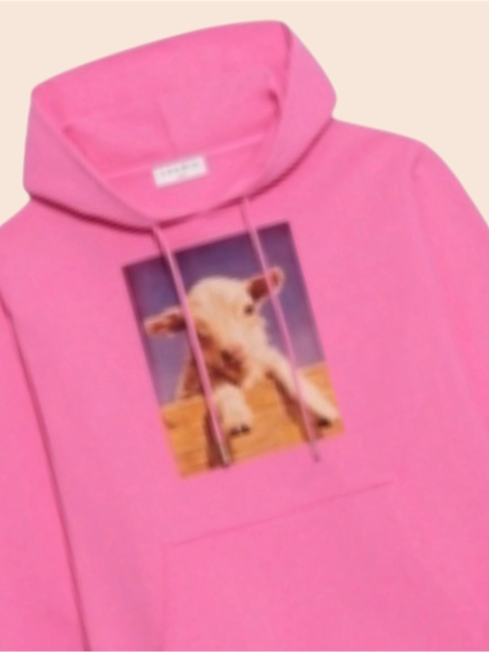Sandro Paris Pink Hoodie with Lamb Graphic -